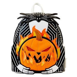 Loungefly x Nightmare Before Christmas Jack Pumpkin Glow Head Mini Backpack NWT